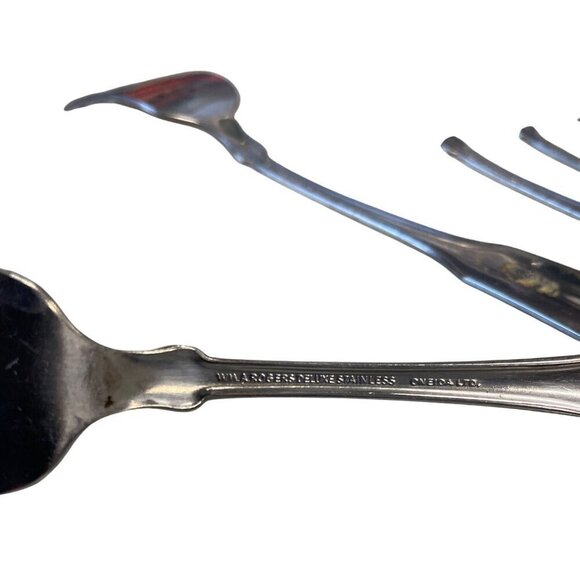 Wm A Rogers Oneida Ltd Vintage Fine Stainless Meat Seafood Forks Set Of 6 - Picture 5 of 5